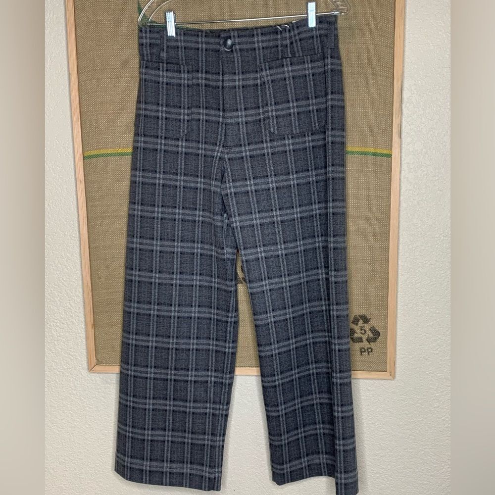 KANCAN, ultra high rise, crop wide leg Plaid Pants, NWT